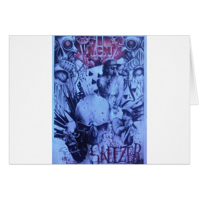 Cartão Pop Músicos Impressão de Arte Roxo Azul (Frente Horizontal)