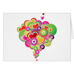 Cartão PopArt Rosa e Corações Verdes