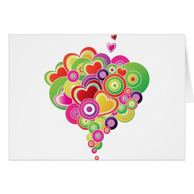 Cartão PopArt Rosa e Corações Verdes (Frente Horizontal)