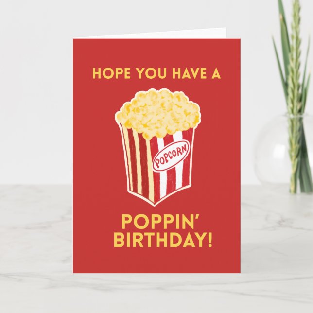 Cartão Popcorn Birthday Card Poppin’ Funny Cute Pun Card (Frente)