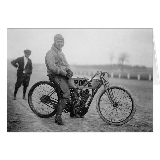 Cartão Pope Motorcycle Racer, 1915 (Frente Horizontal)