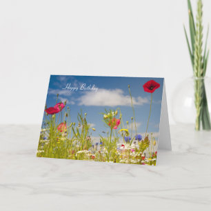 Cartão Poppies and Wildflowers Birthday Card