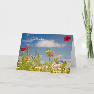Cartão Poppies and Wildflowers Birthday Card
