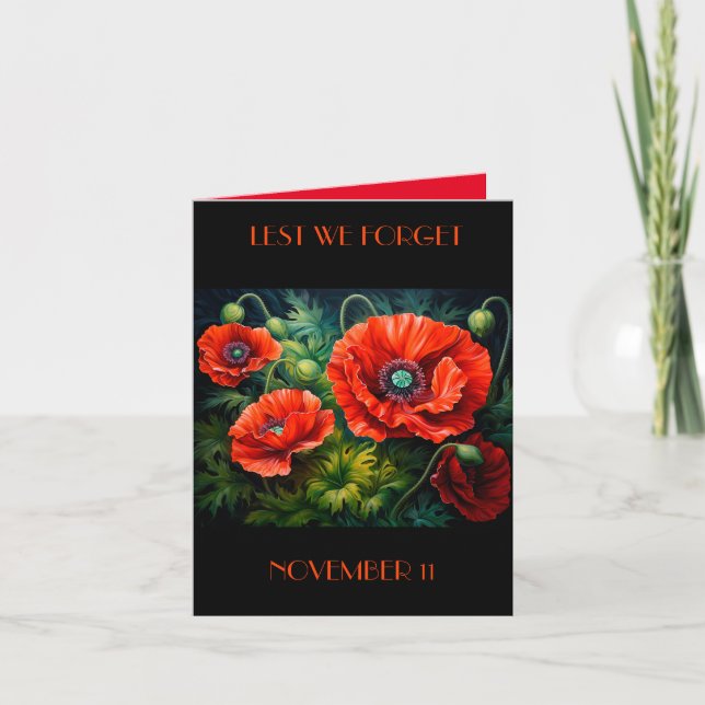 Cartão Poppies do Dia da Lembrança. Editável (Frente)