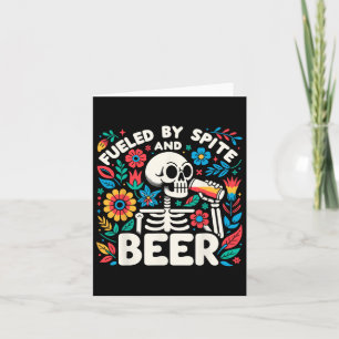 Cartão Por Calma E Beer Halloween Skeleton Floral