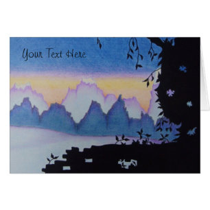 Cartão pôr do sol abstrato sobre a paisagem montanhosa