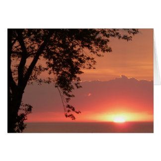 Cartão Por do sol alaranjado brilhante do Lago Erie