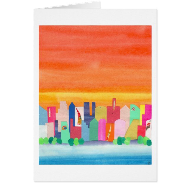 Cartão Por do sol da cidade (Frente)