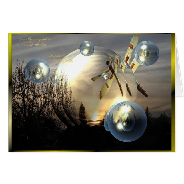 Cartão Por do sol da libélula (Frente Horizontal)