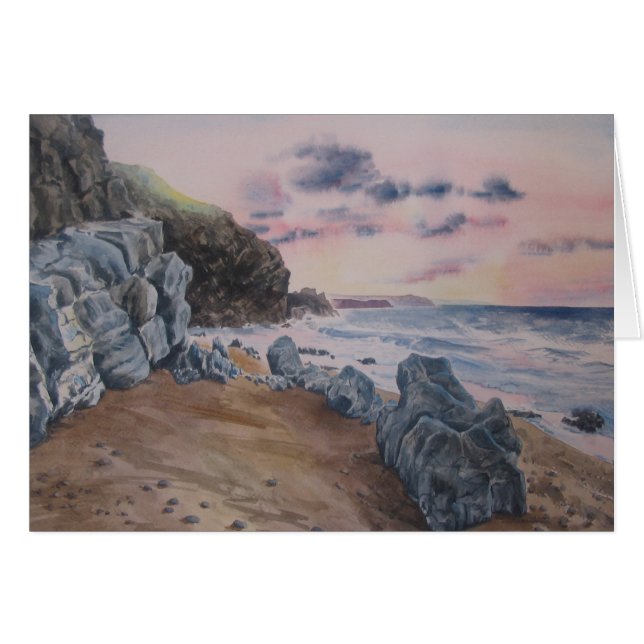 Cartão Por do sol da praia (Frente Horizontal)