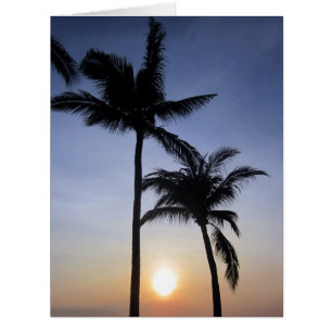 Cartão por do sol das palmas grande