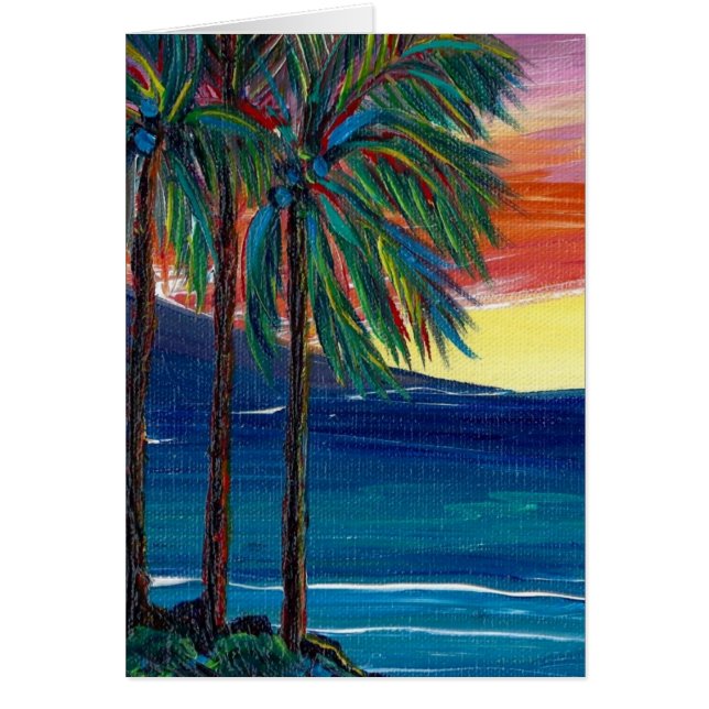 Cartão por do sol de 3 palmas (Frente)