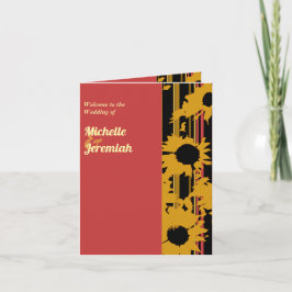 Cartão Pôr do Sol de Girassol Coral Ouro Casamento Modern