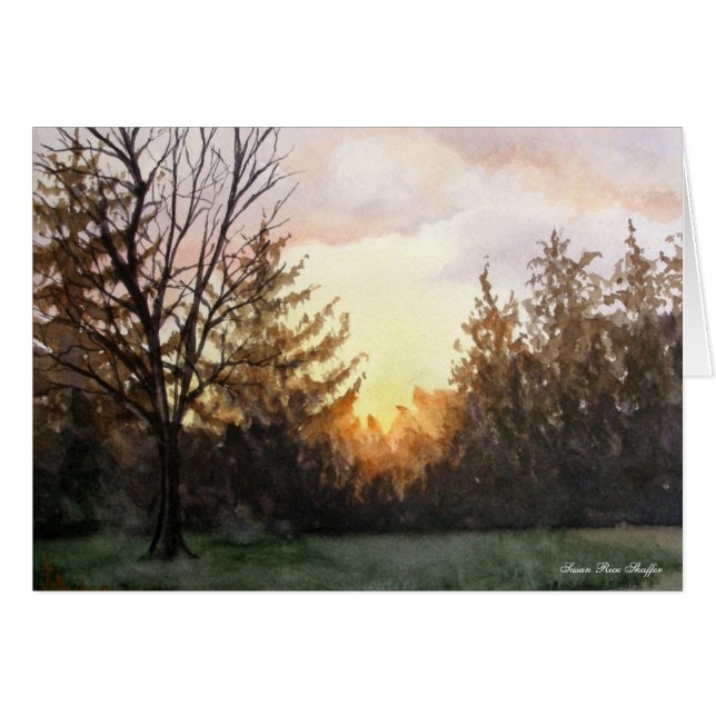 Cartão Por do sol de minha janela do estúdio (Frente horizontal)