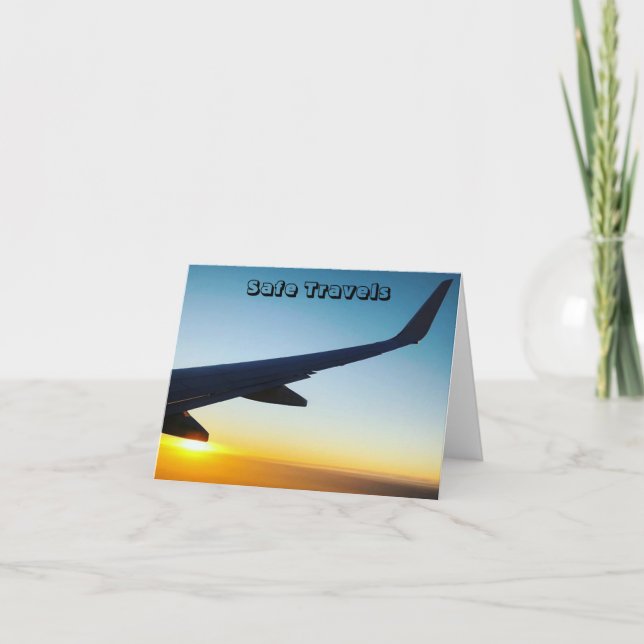 Cartão pôr do sol de viagens seguros (Frente)