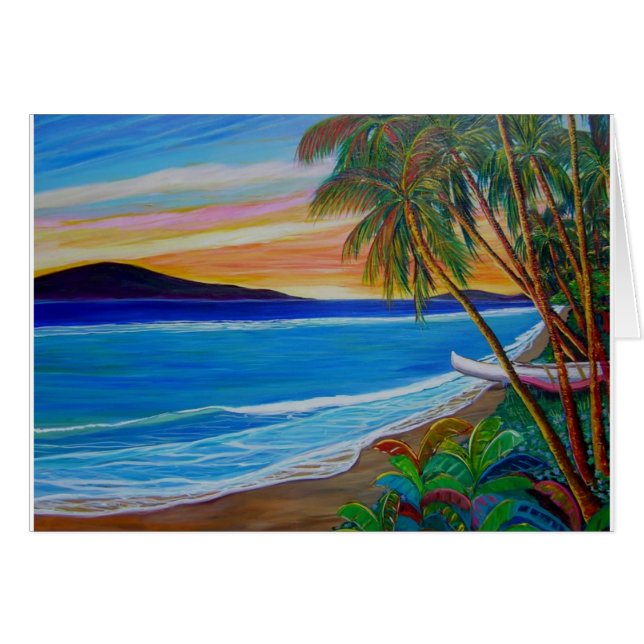 Cartão Por do sol do poço do tubarão (Frente Horizontal)