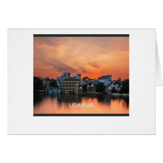 Cartão Pôr do sol em Udaipur sobre o Lago Pichola