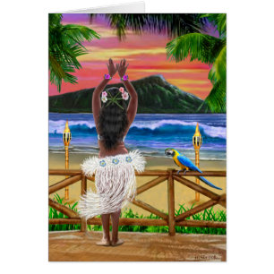 CARTÃO POR DO SOL HAVAIANO HULA