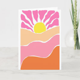 Cartão Pôr do sol laranja e rosa pálido Boho