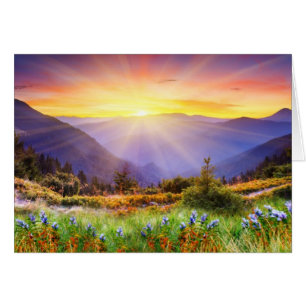 Cartão Por do sol majestoso na paisagem das montanhas