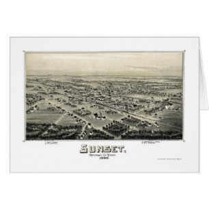Cartão Por do sol, mapa panorâmico de TX - 1890