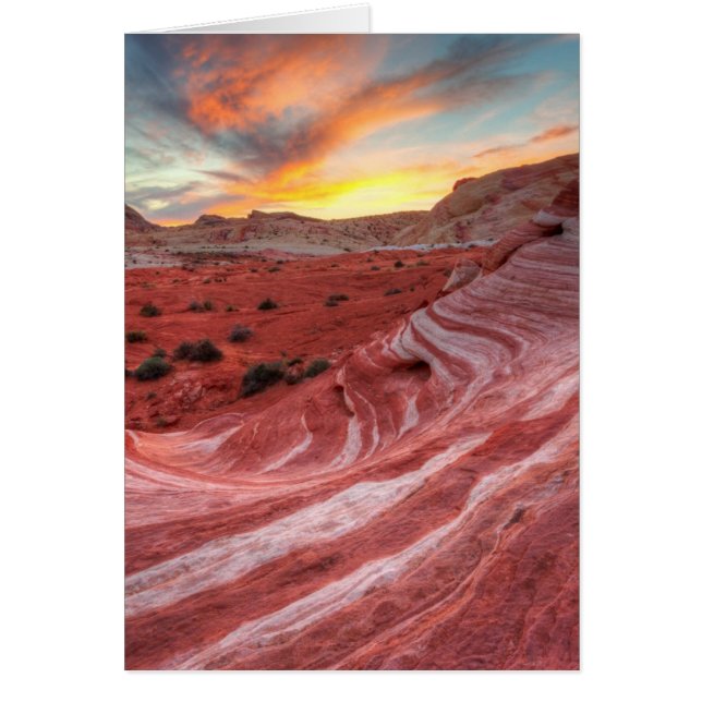 Cartão Por do sol na onda do fogo (Frente)