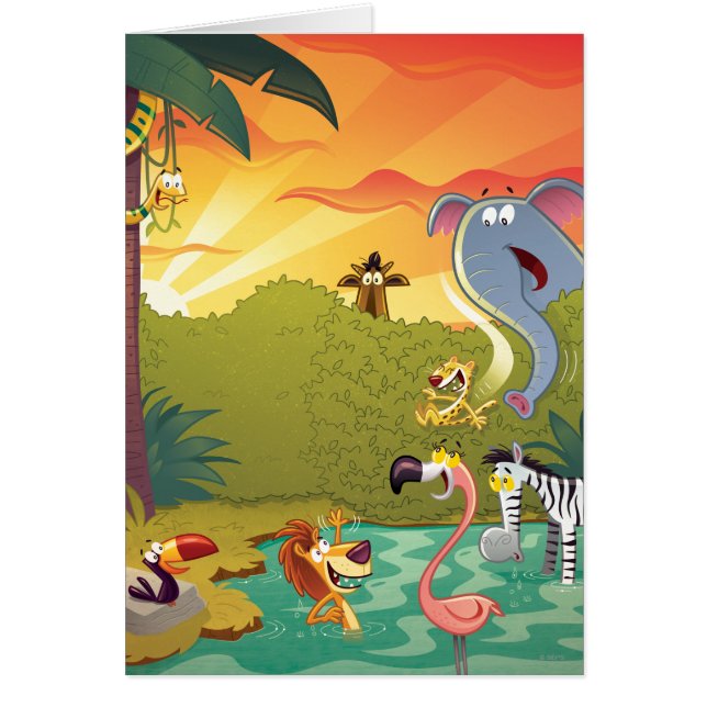 Cartão Pôr-do-sol no furo de água (Frente)