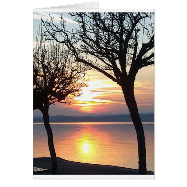 Cartão Pôr do sol no lago (Frente)