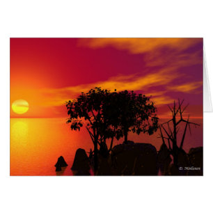 Cartão Por do sol no lago