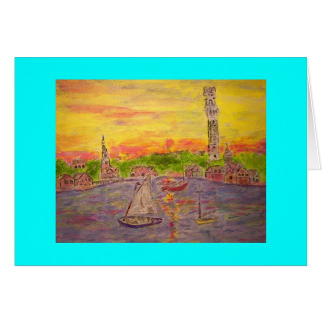 Cartão pôr do sol novo na inglaterra (Frente Horizontal)