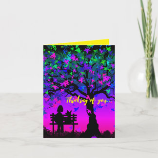 Cartão Pôr do Sol Pensando em Você Com Cachorro