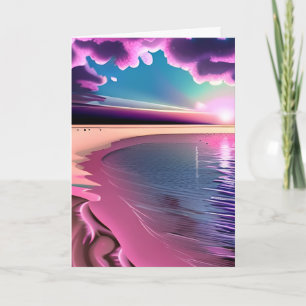 Cartão Pôr do Sol Rosa e Roxo Feliz Aniversário