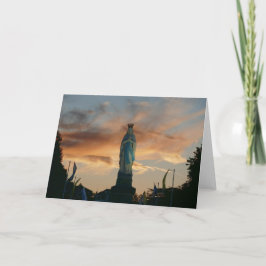 Cartão Pôr do sol sobre Nossa Senhora de Lourdes, França