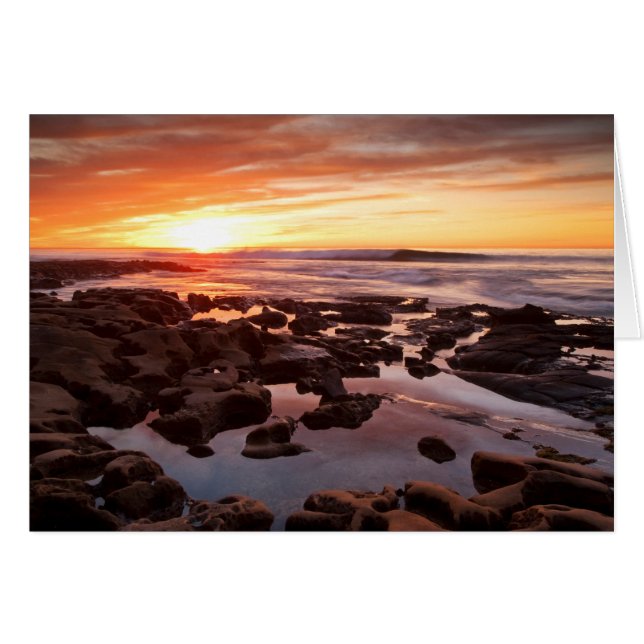 Cartão Pôr do Sol Sobre Piscinas de Maré (Frente Horizontal)