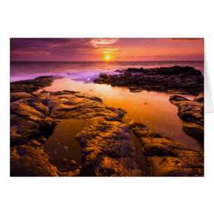 Cartão Pôr do sol sobre poças de maré, Havaí