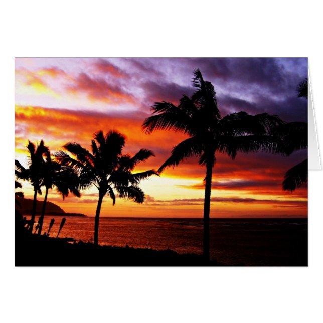 Cartão pôr do sol tropical na praia (Frente Horizontal)
