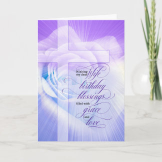 Cartão por Esposa Christian Birthday Purple Rosa