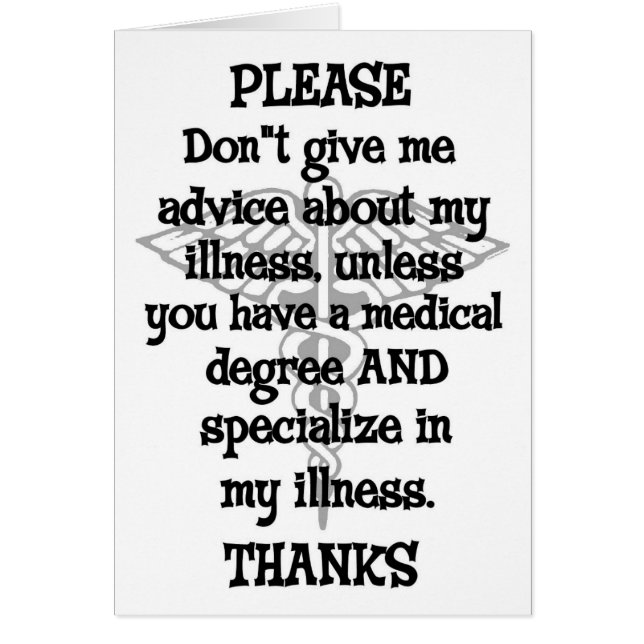 Cartão Por favor, não dê conselhos (Frente)
