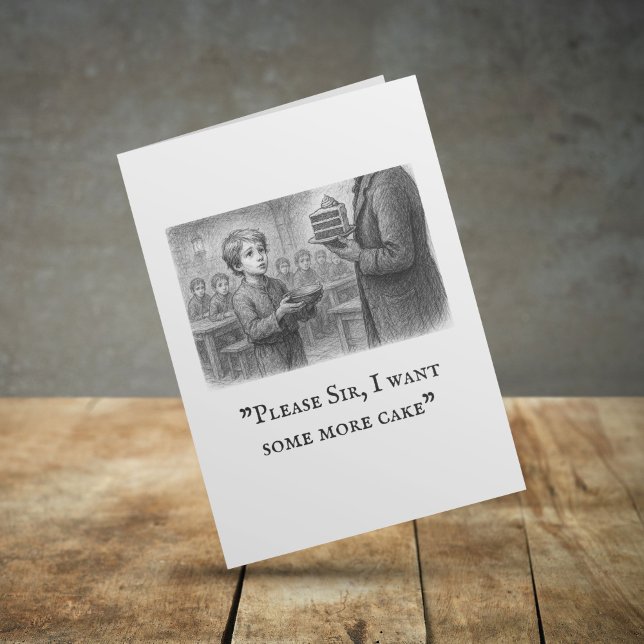 Cartão "Por Favor, Senhor, Quero Mais Bolo" Oliver Twist (Criador carregado)