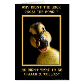 Cartão Por que o pato não atravessou a estrada?
