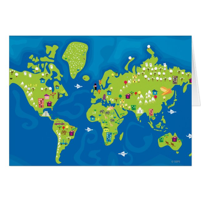 Cartão Por todo o mundo (Frente Horizontal)