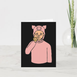 Cartão Porco Animal Sinal Gestual ASL Surdo Perda Auditiv
