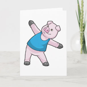 Cartão Porco em alongamento de yoga