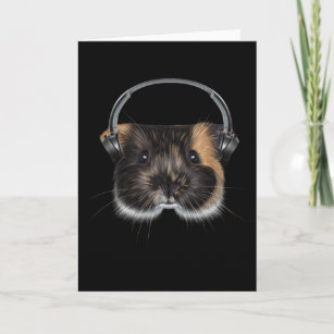 Cartão Porco-guincho com Fones de ouvido