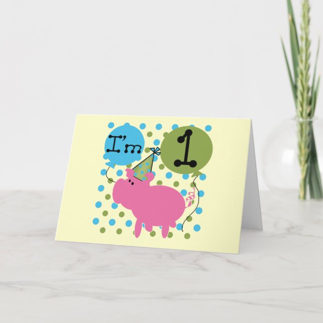 Cartão Porco, sou 1 Camiseta de aniversário e presentes (Frente)