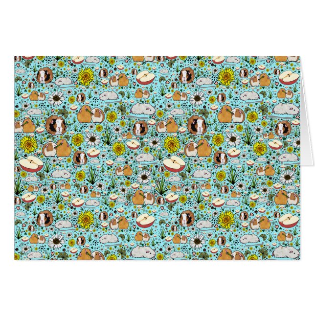 Cartão Porcos-guineenses em azul (Frente Horizontal)