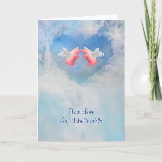 Cartão Porcos Voadores Amor Inacreditável (Frente)