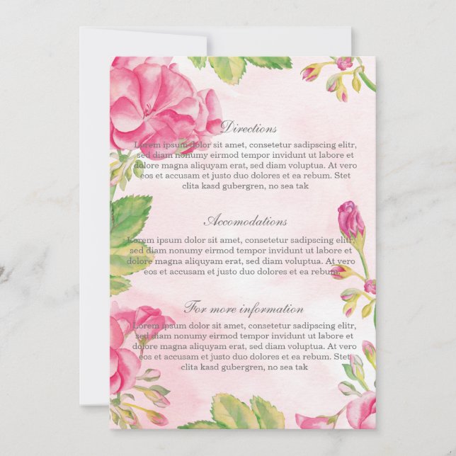 Cartão Pormenores de Casamento das Flores de Verão (Frente)