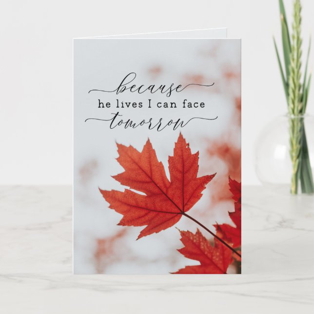 Cartão Porque Ele Mora Eu Posso Enfrentar Amanhã Hymn (Frente)