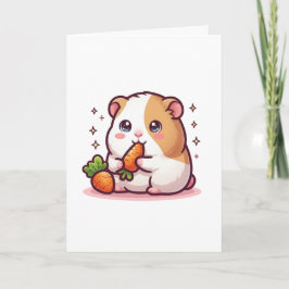 Cartão Porquinho-da-índia Kawaii Comendo Cenouras – Amant